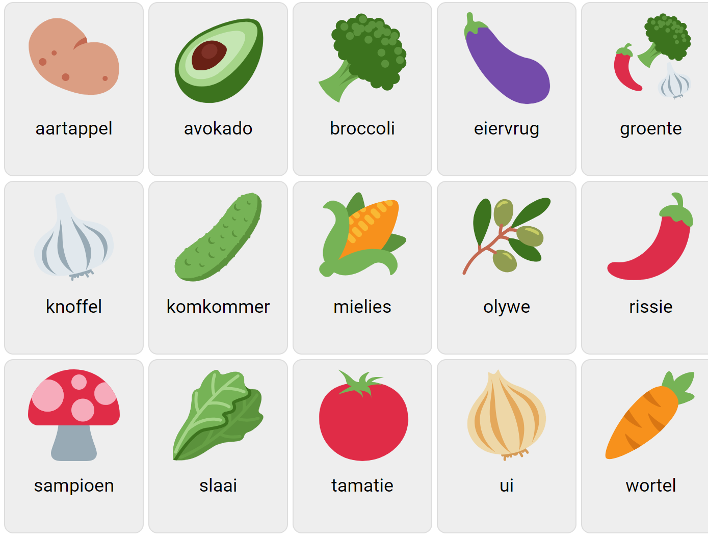 Gemüse auf Afrikaans