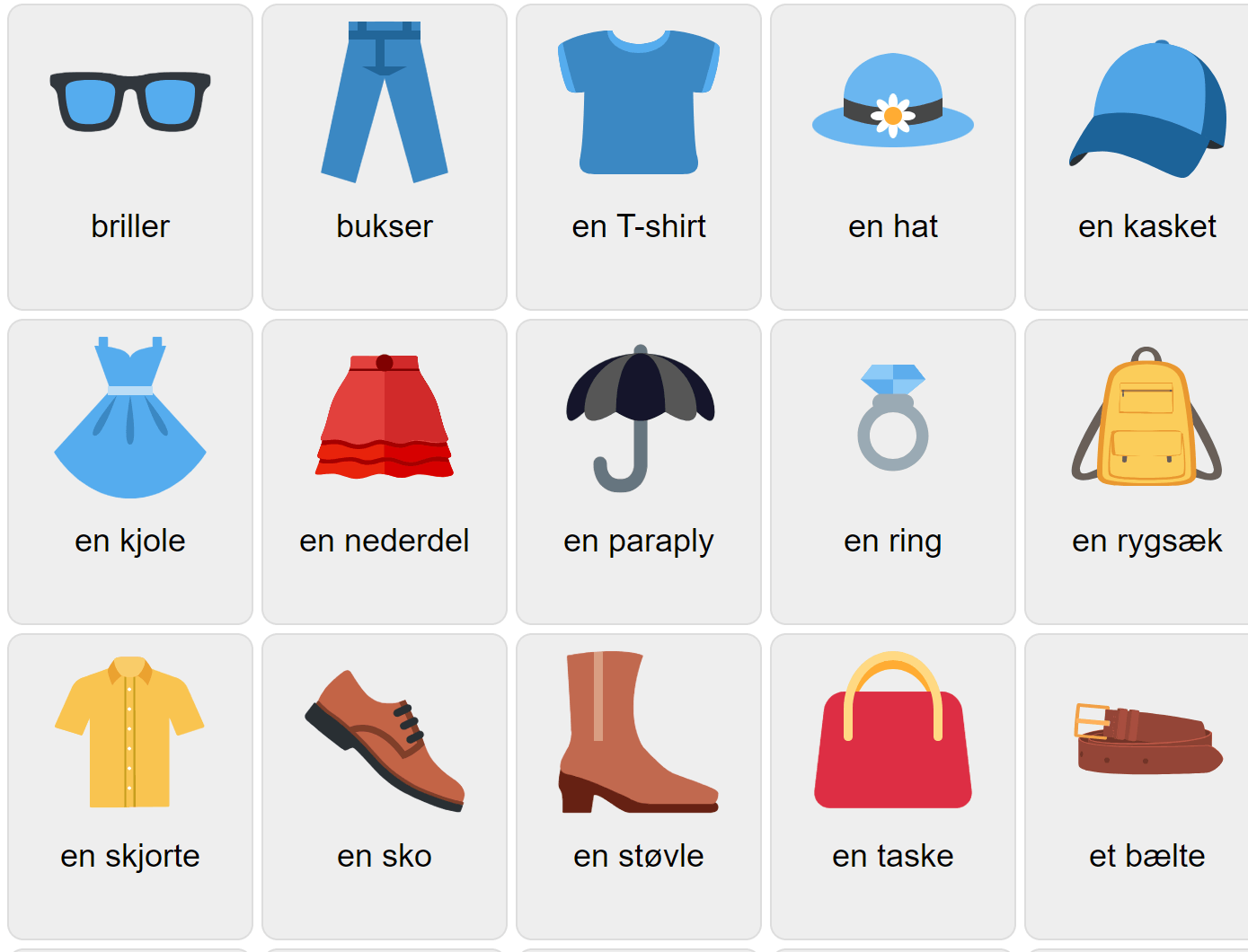 Одежда на датском языке