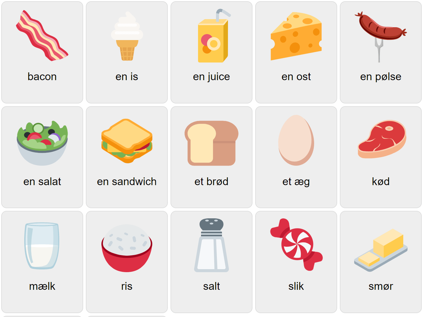 Їжа на данській мові