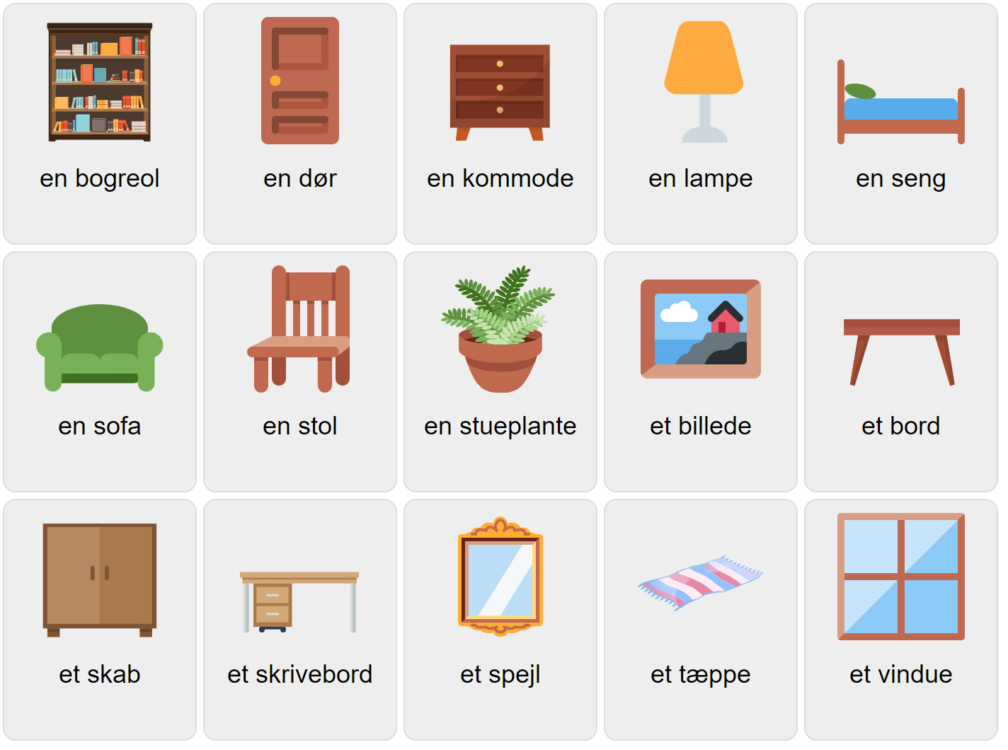 Мебель на датском языке