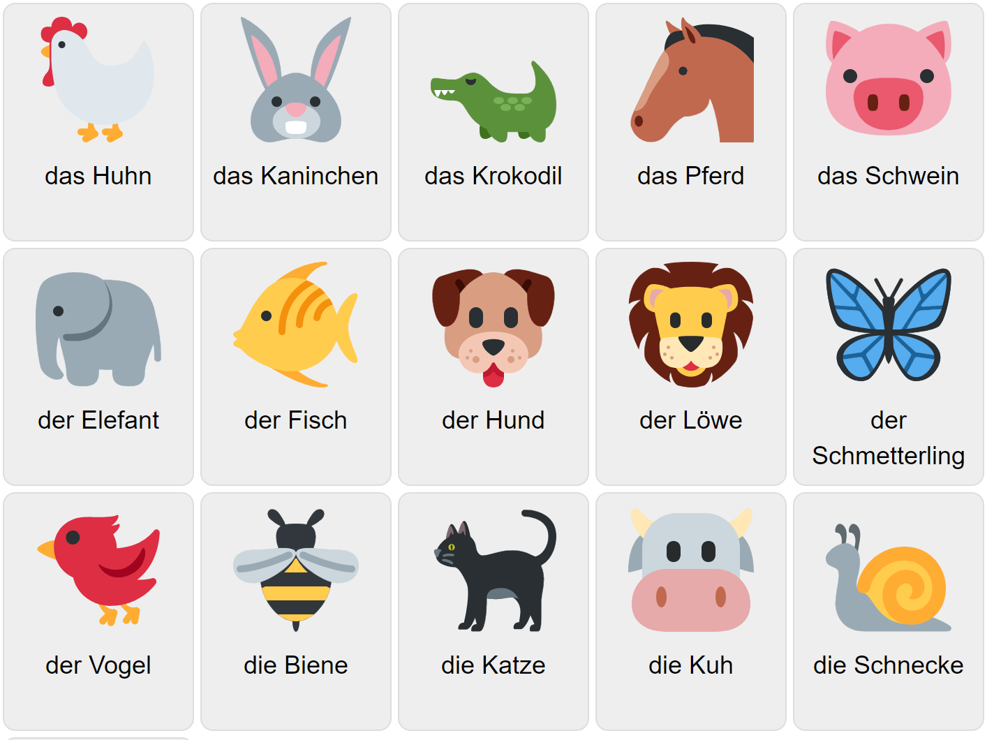 Тварини на німецькій мові 1