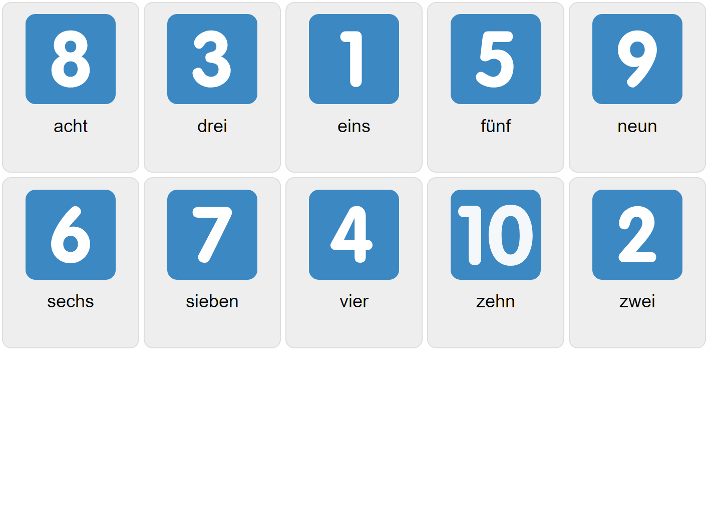 Numbers 1-10 in German