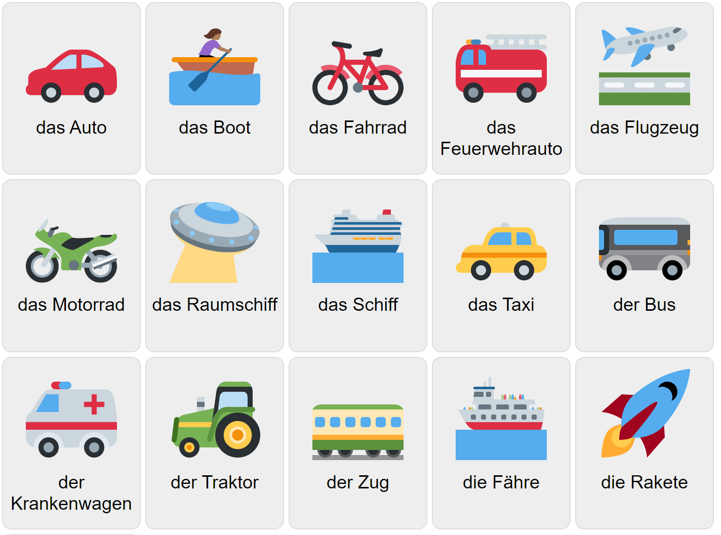 Vehículos en alemán