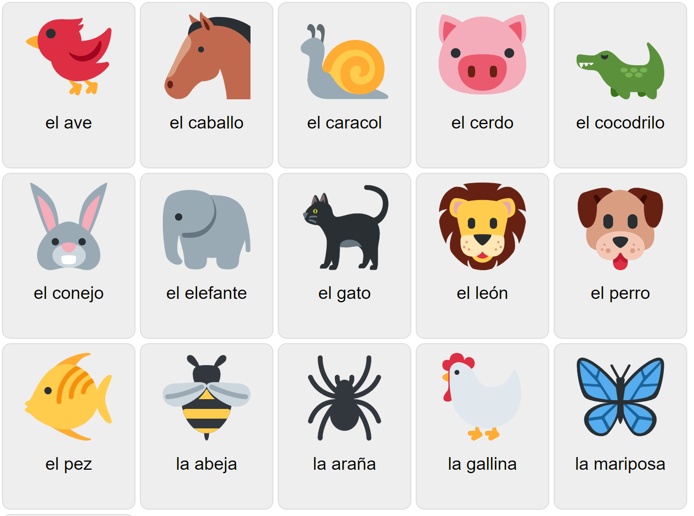 Tiere auf Spanisch 1