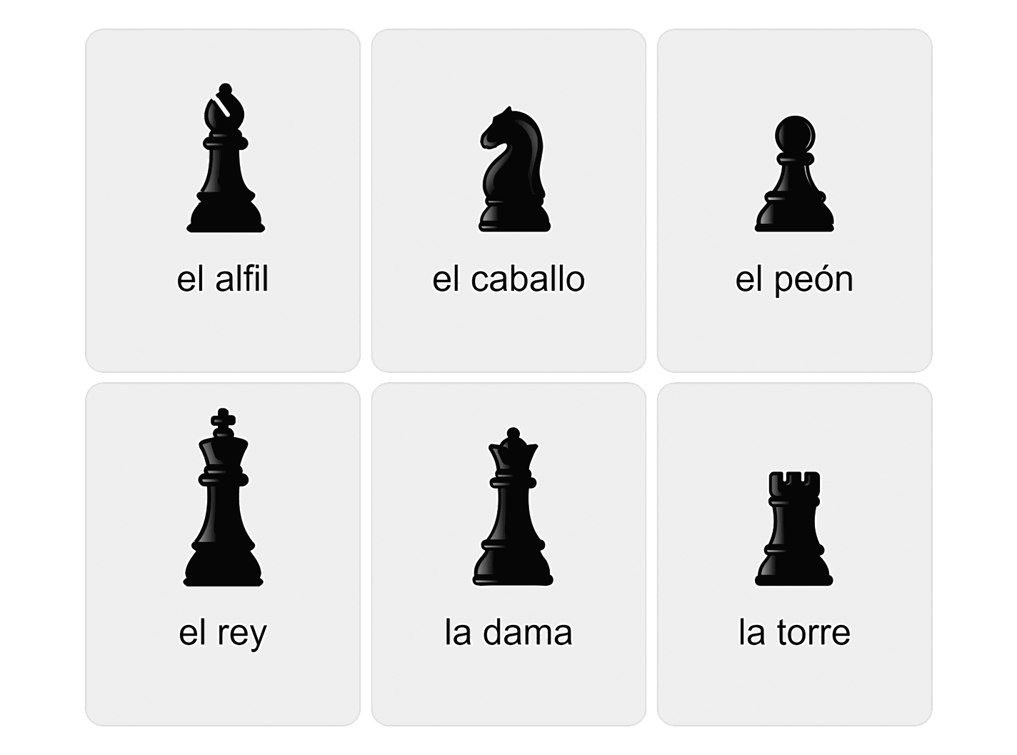 Шахматные фигуры на испанском языке