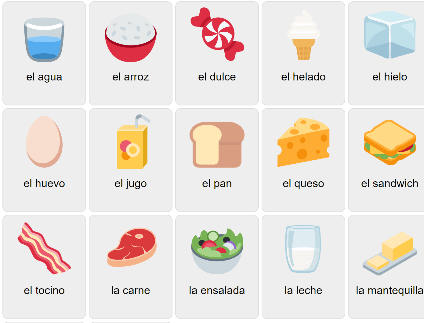 Еда на испанском языке 1