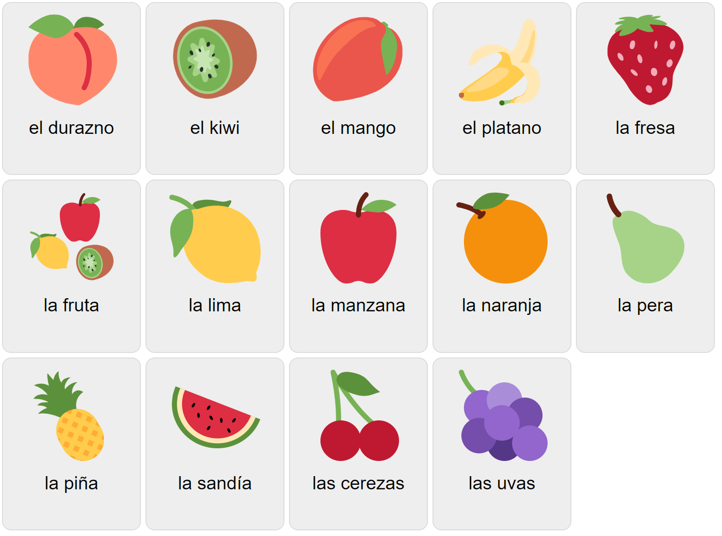 Fruits in Spanish