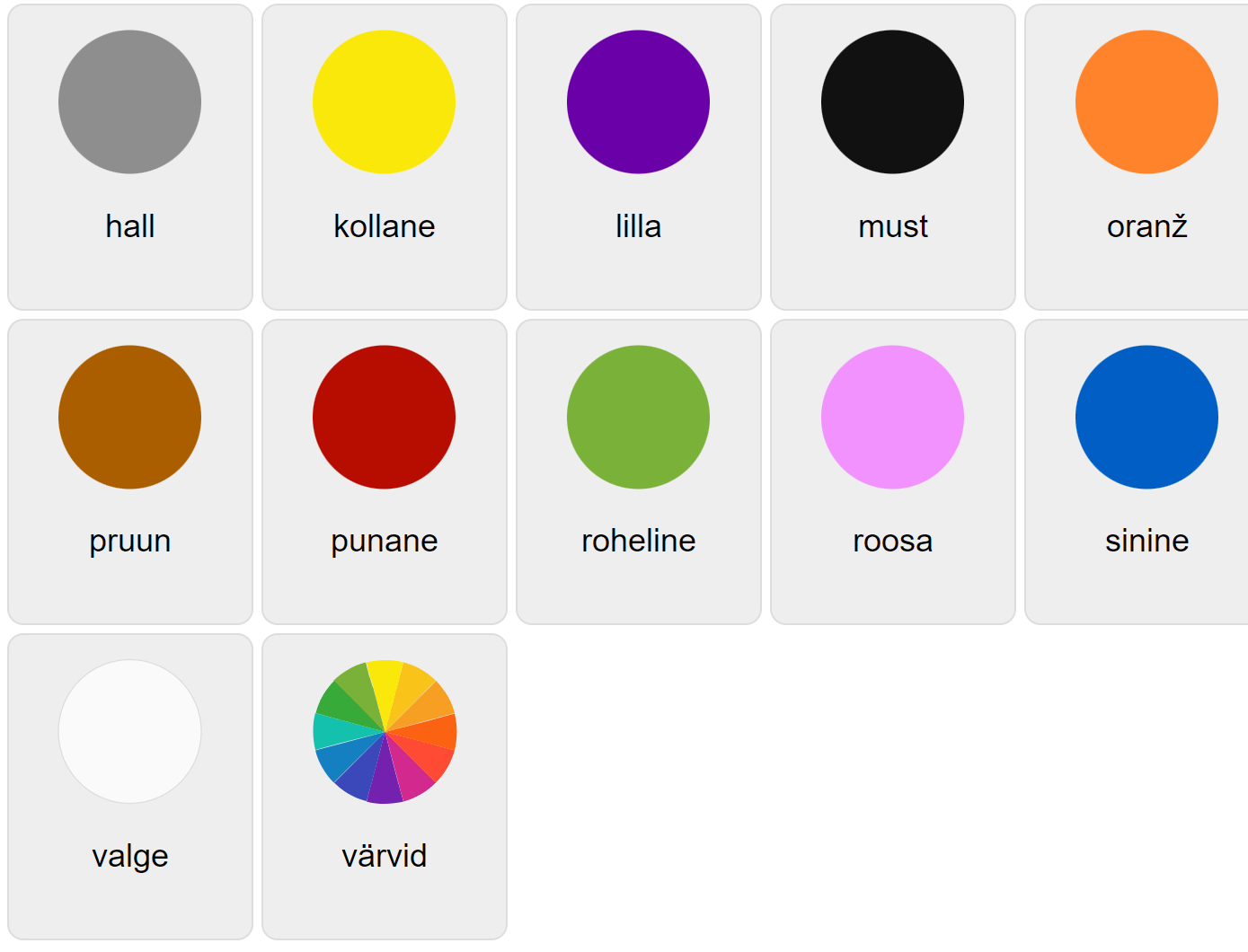 Farben auf Estnisch