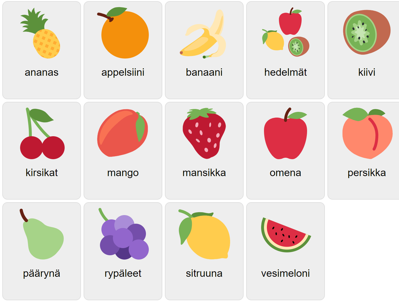 Fruits in Finnish