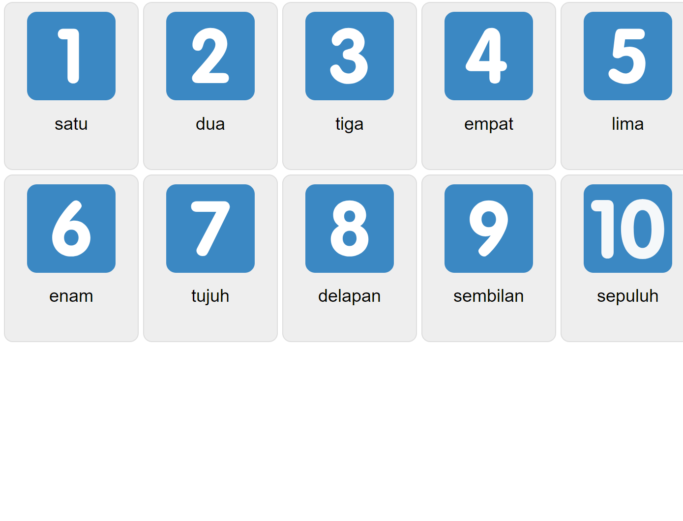 Числа 1–10 на индонезийском языке