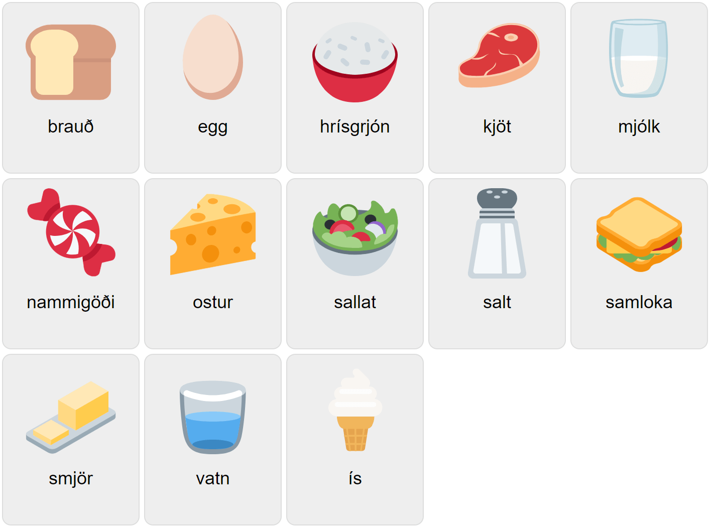 Їжа на ісландській мові
