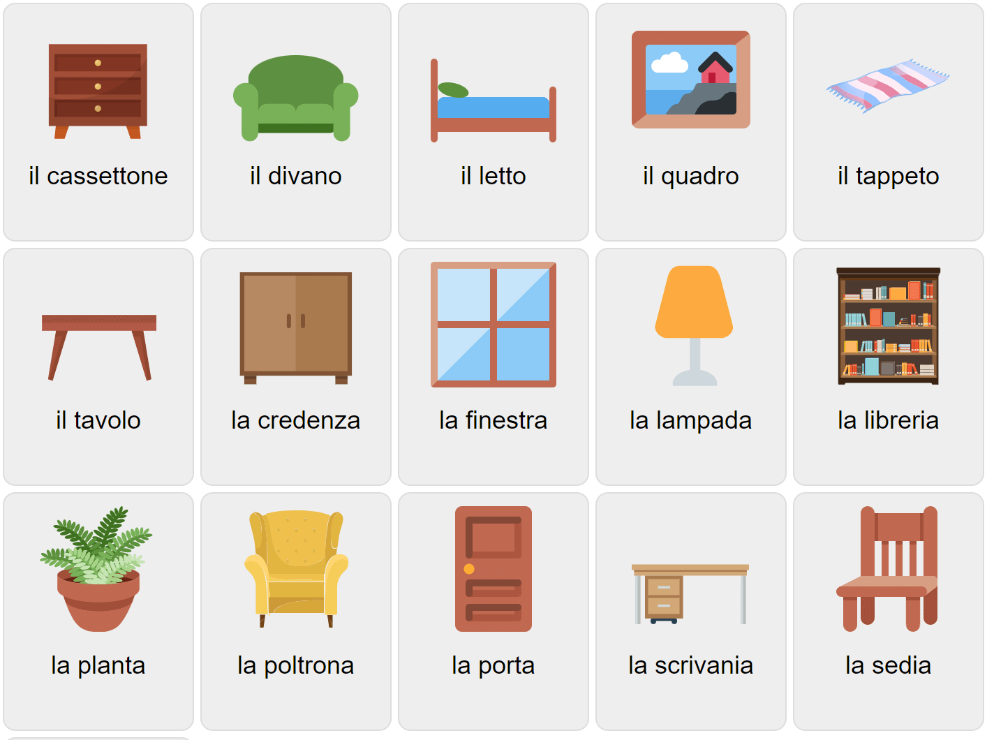 Мебель  итальянском языке