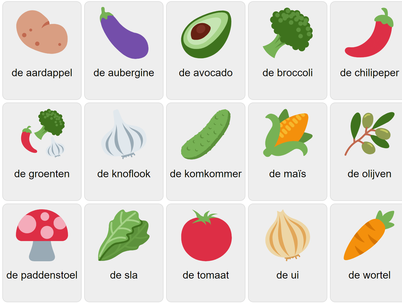 Grönsaker på nederländska