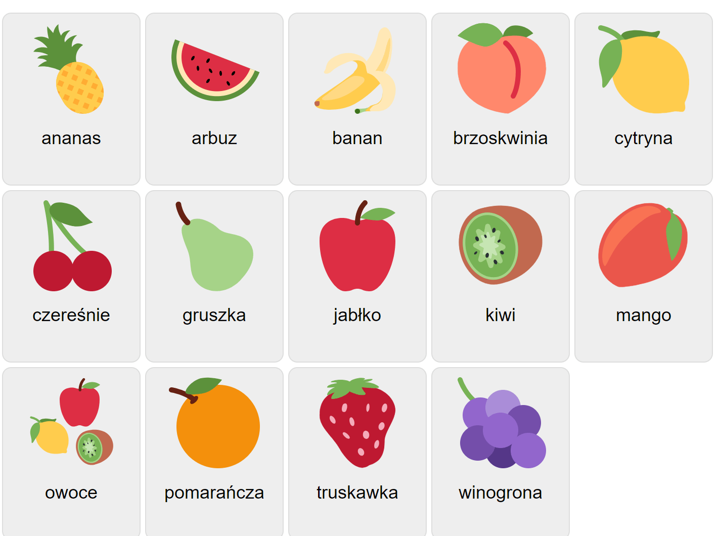 Frukter på polska