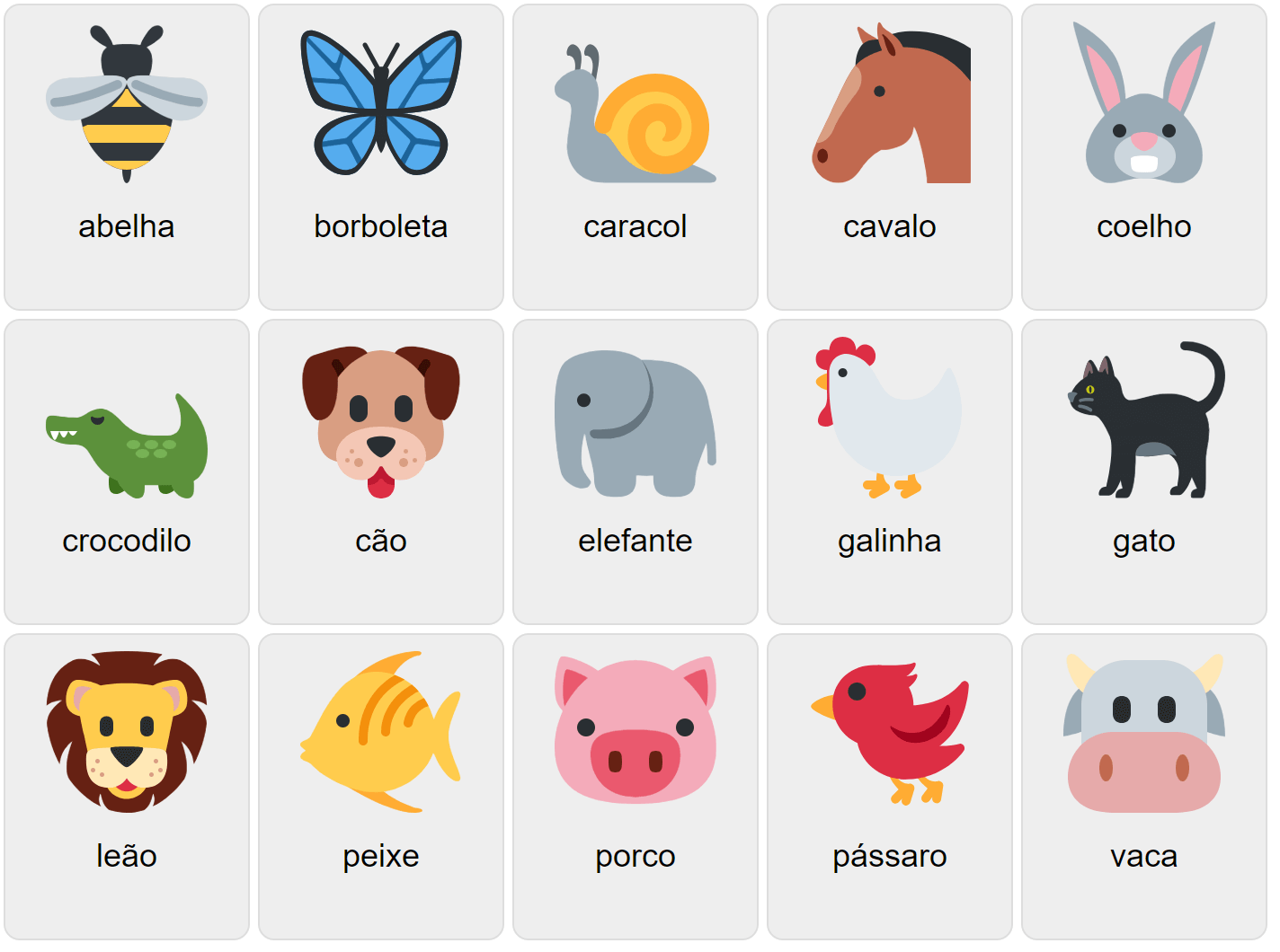 Animales en portugués