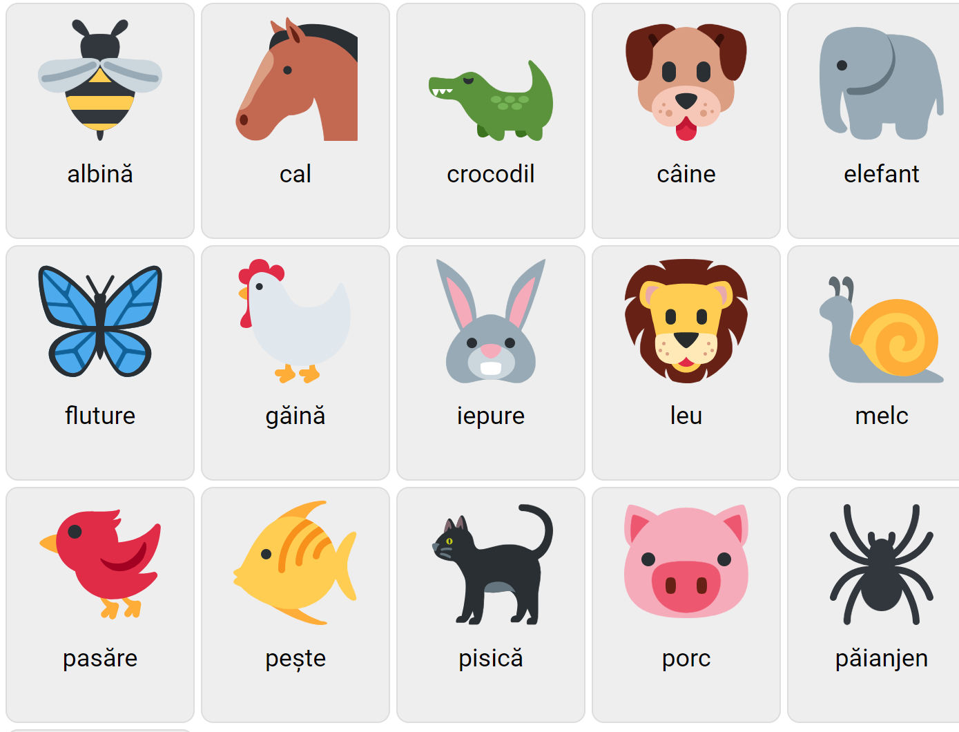 Tiere auf Rumänisch