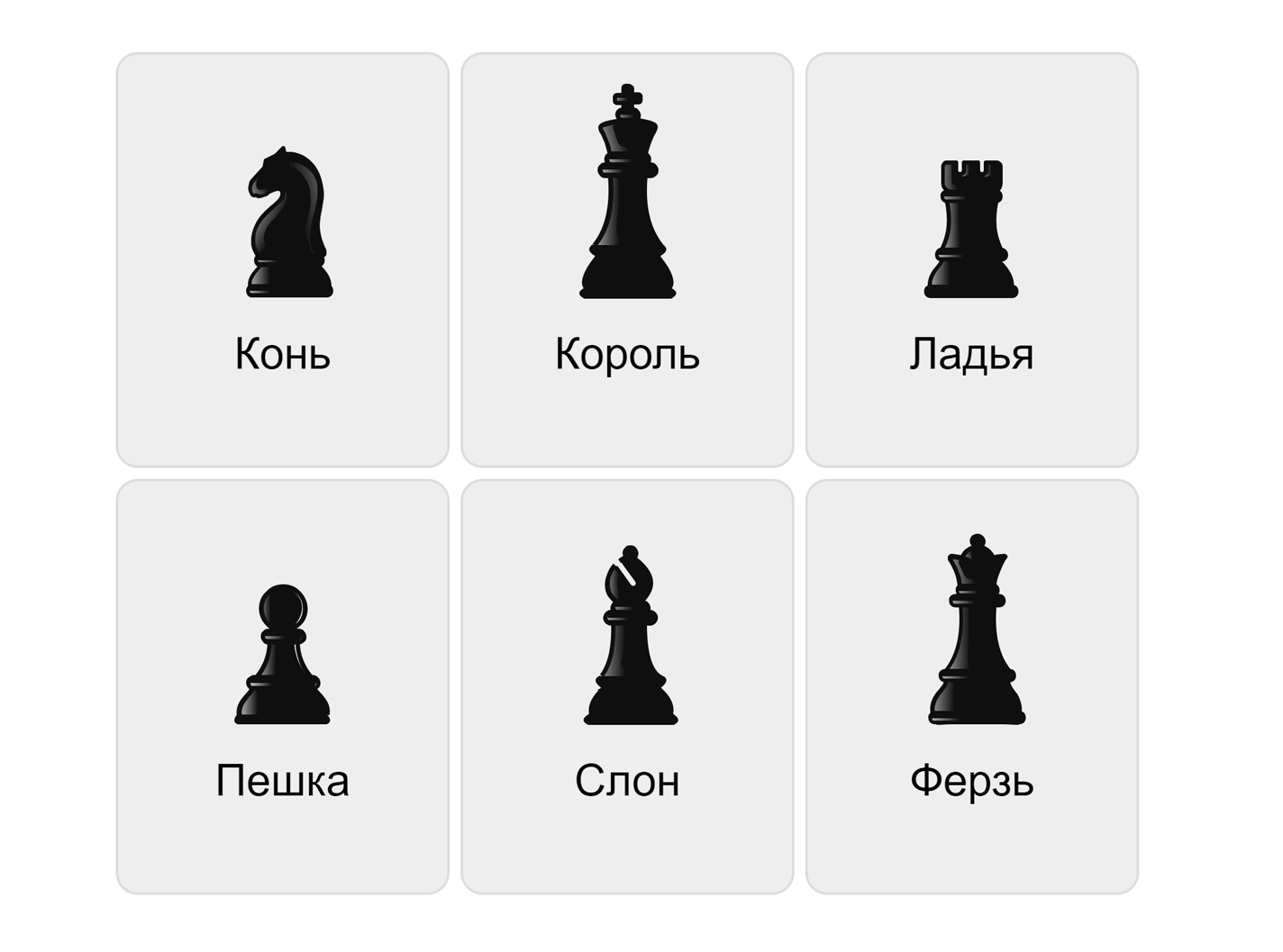 Schackpjäser på ryska