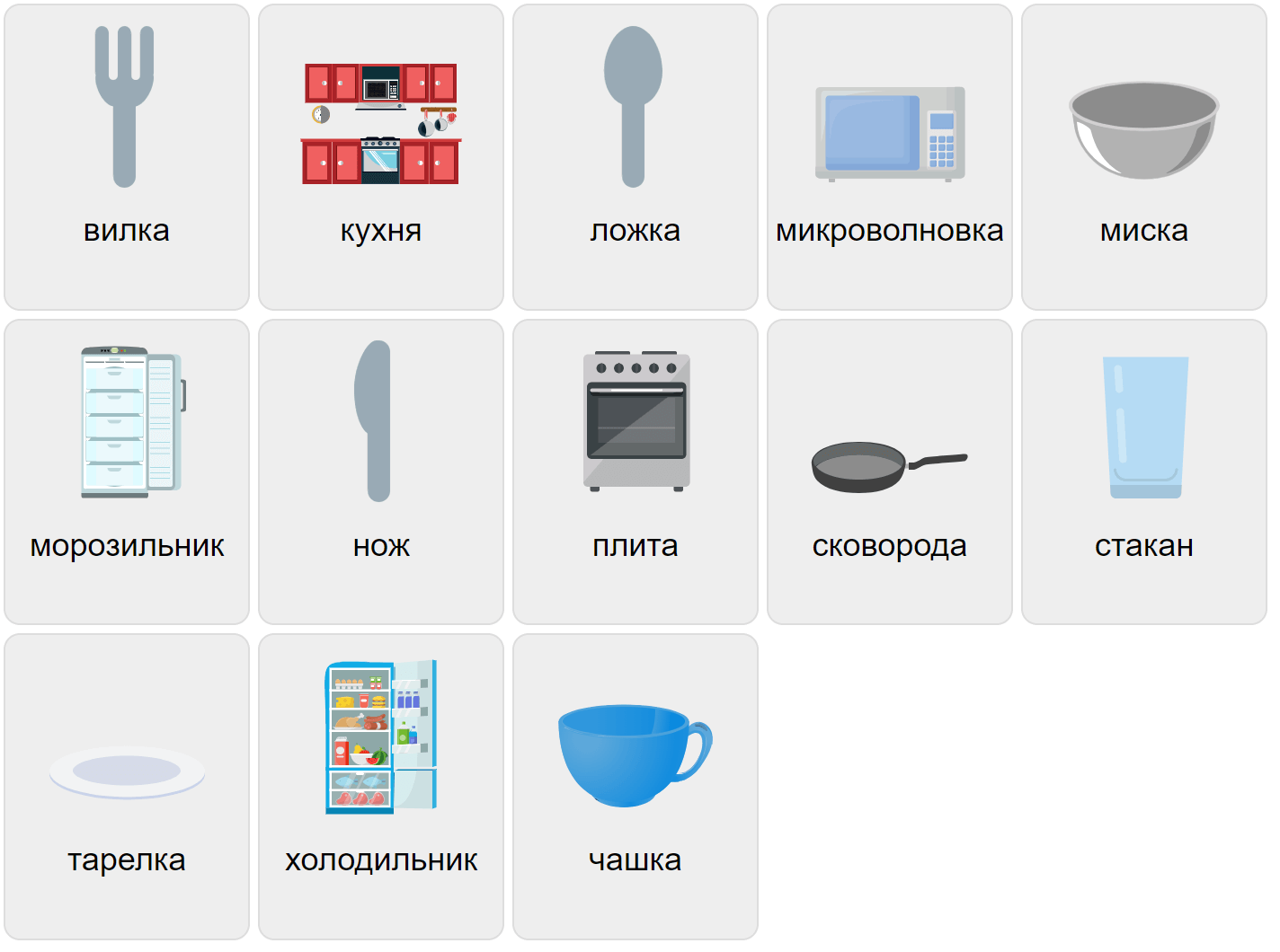 Kitchen Vocabulary in Russian