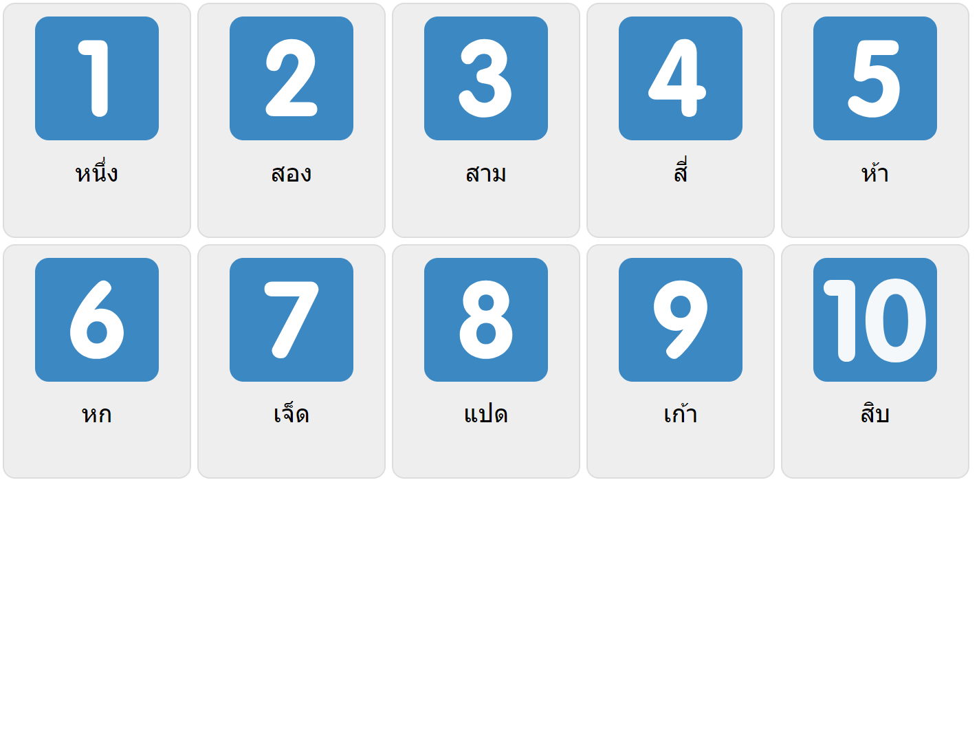 Числа 1-10 на тайском языке