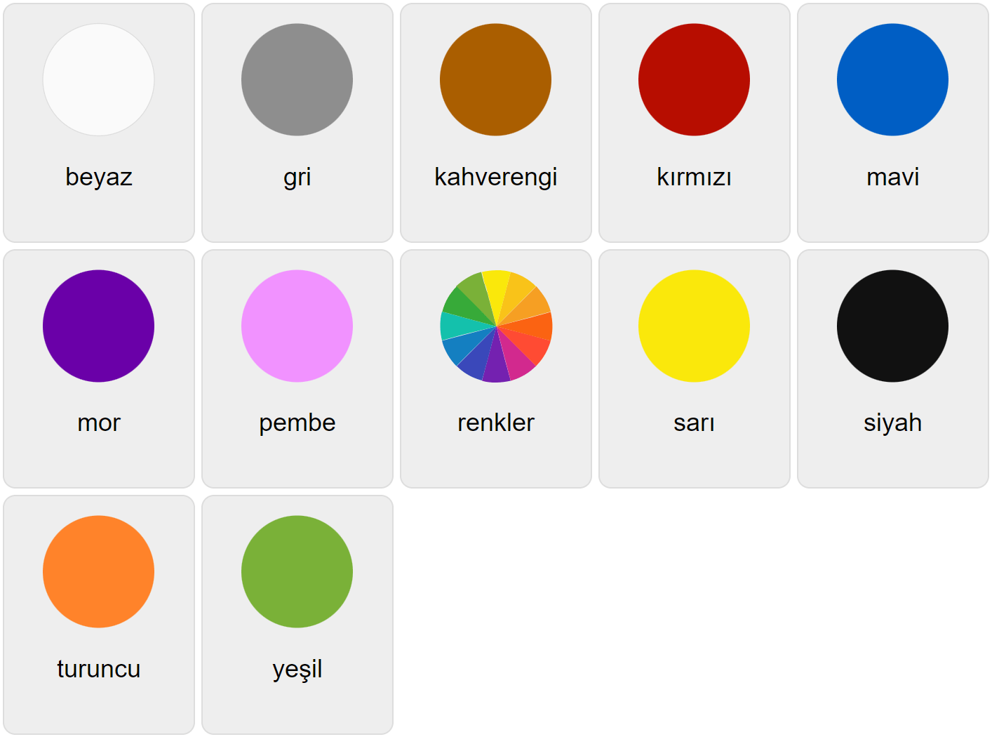 Colores en turco