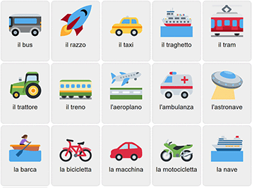 Vehículos en italiano