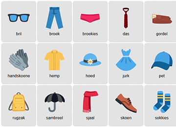 Clothes in Afrikaans