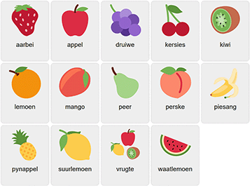 Frukter på afrikaans