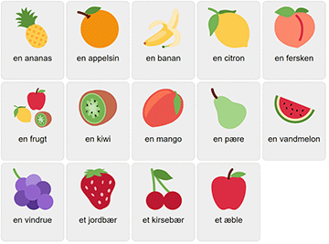 Fruits in Danish