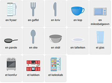 Küchenvokabular auf Dänisch