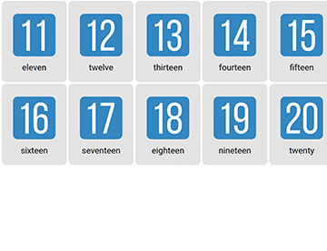 Talen 11-20 på engelska