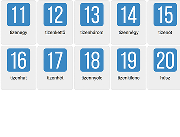 Zahlen 11-20 auf Ungarisch