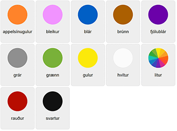 Färger på isländska