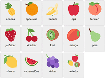 Fruits in Icelandic