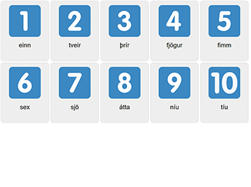 Zahlen 1-10 auf Isländisch