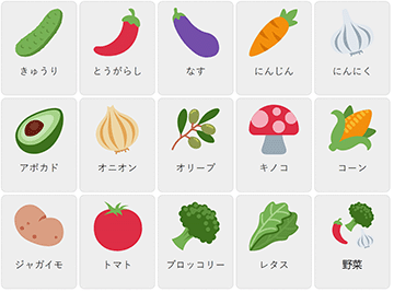 Vegetables in Japanese