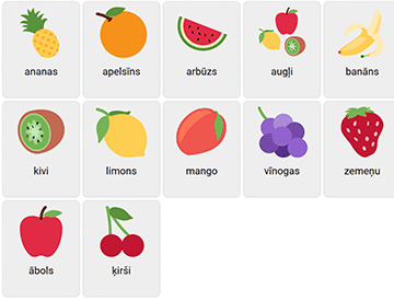 Фрукты на латышском языке
