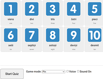 Numbers 1-10 in Latvian