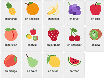 Fruits in Norwegian