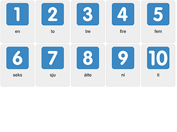 Zahlen 1-10 auf Norwegisch