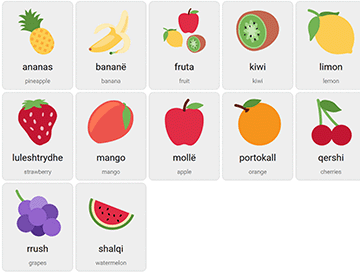 Фрукты на албанском языке