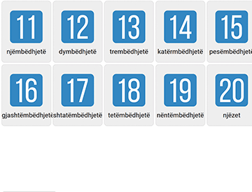 Zahlen 11-20 auf Albanisch