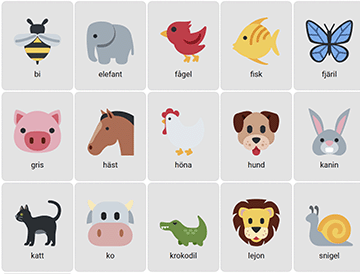 Animals in Swedish