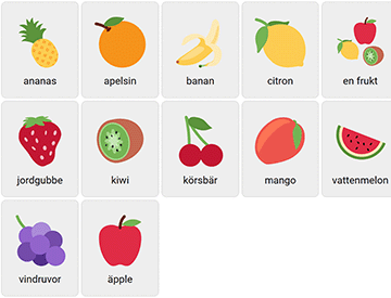 Fruits in Swedish