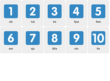Числа 1-10 на шведском