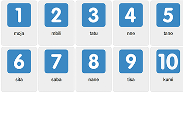 Числа 1–10 на языке суахили.