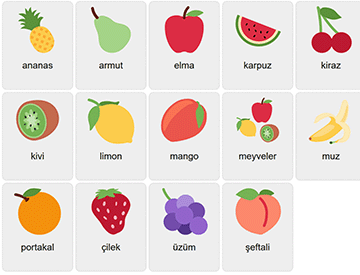 Fruits in Turkish