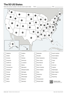 The 50 US States – word bank