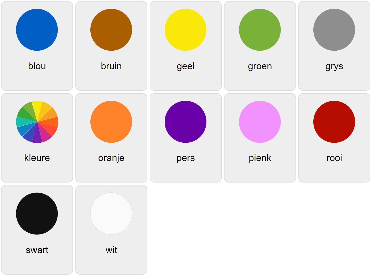 Colors in Afrikaans