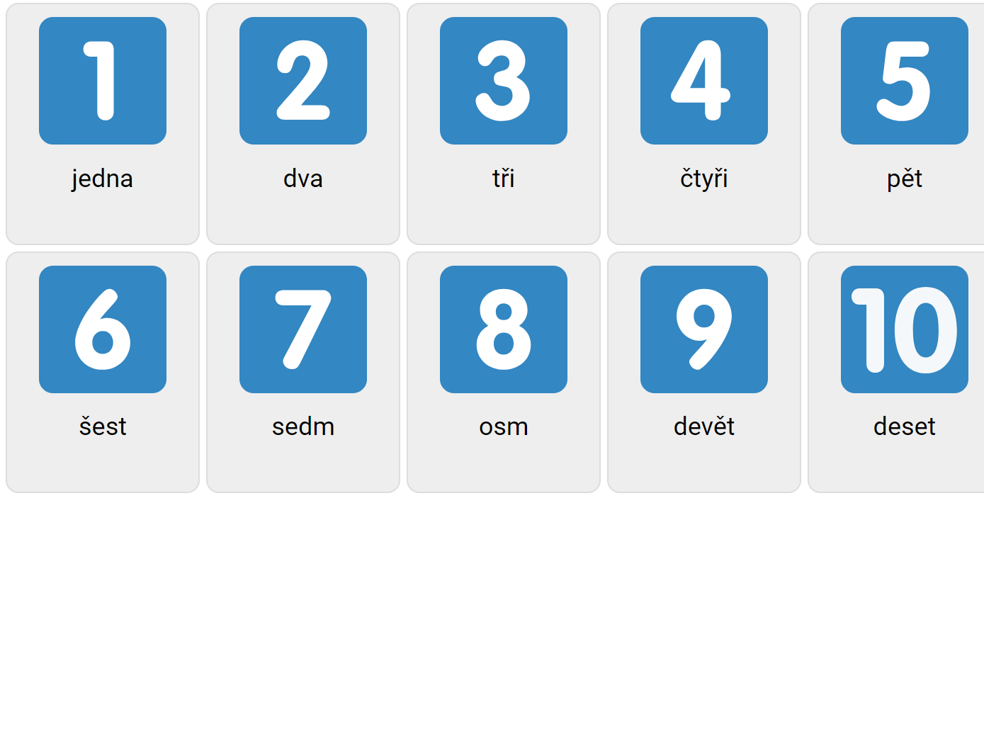 Числа 1-10 на чешском языке