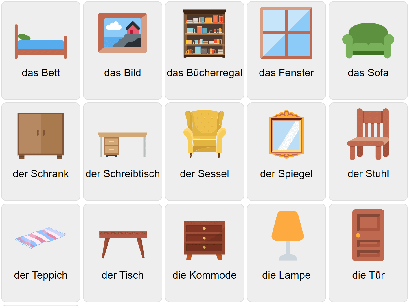 Мебель на немецком языке